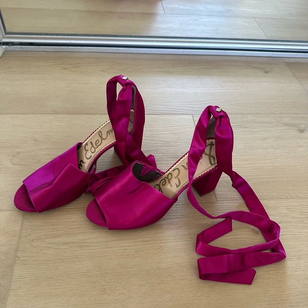 Sam Edelman Fuchsia Satin Wrap Sandals